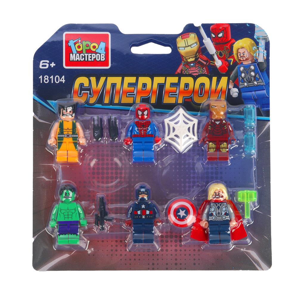 Конструктор: 6 шт. фигурок "Супер герои" Город Мастеров 18104-ZH