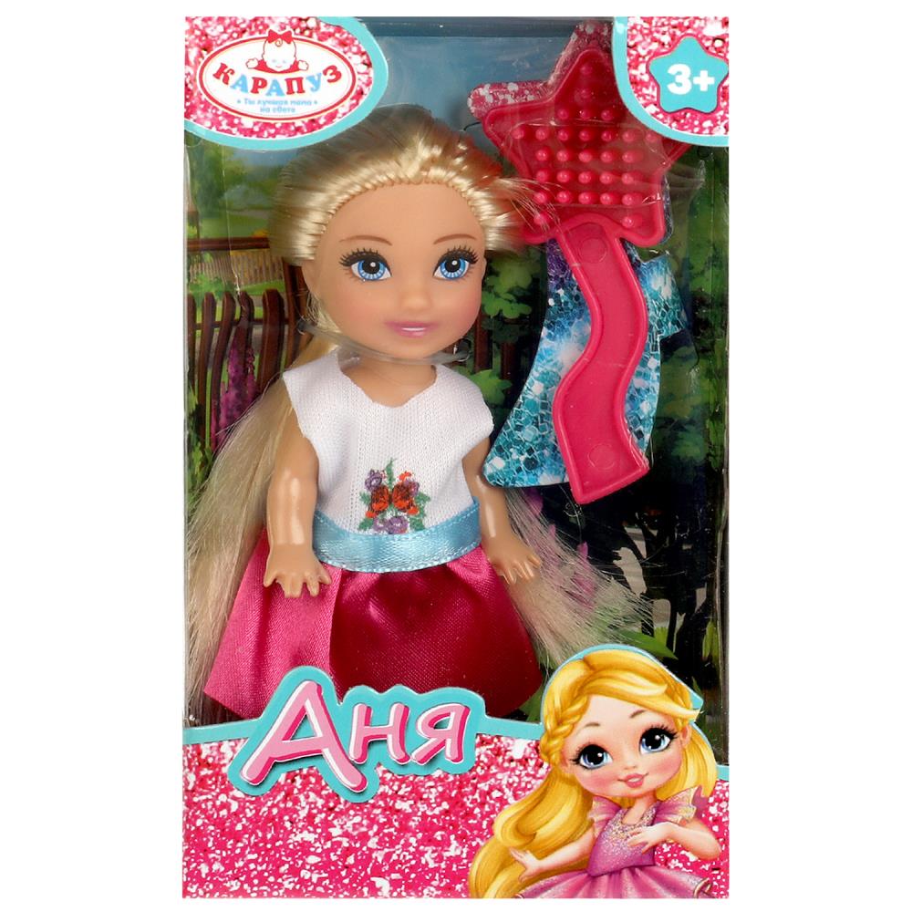 Кукла Аня в платье, 12 см. Карапуз ANNA-C10-BB