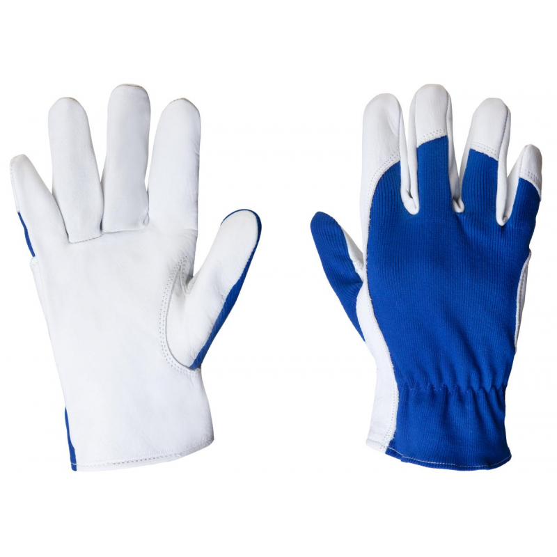 Перчатки кожаные рабочие JetaSafety JLE321-8 цв.синий/белый р.M Jeta Safety 1420353