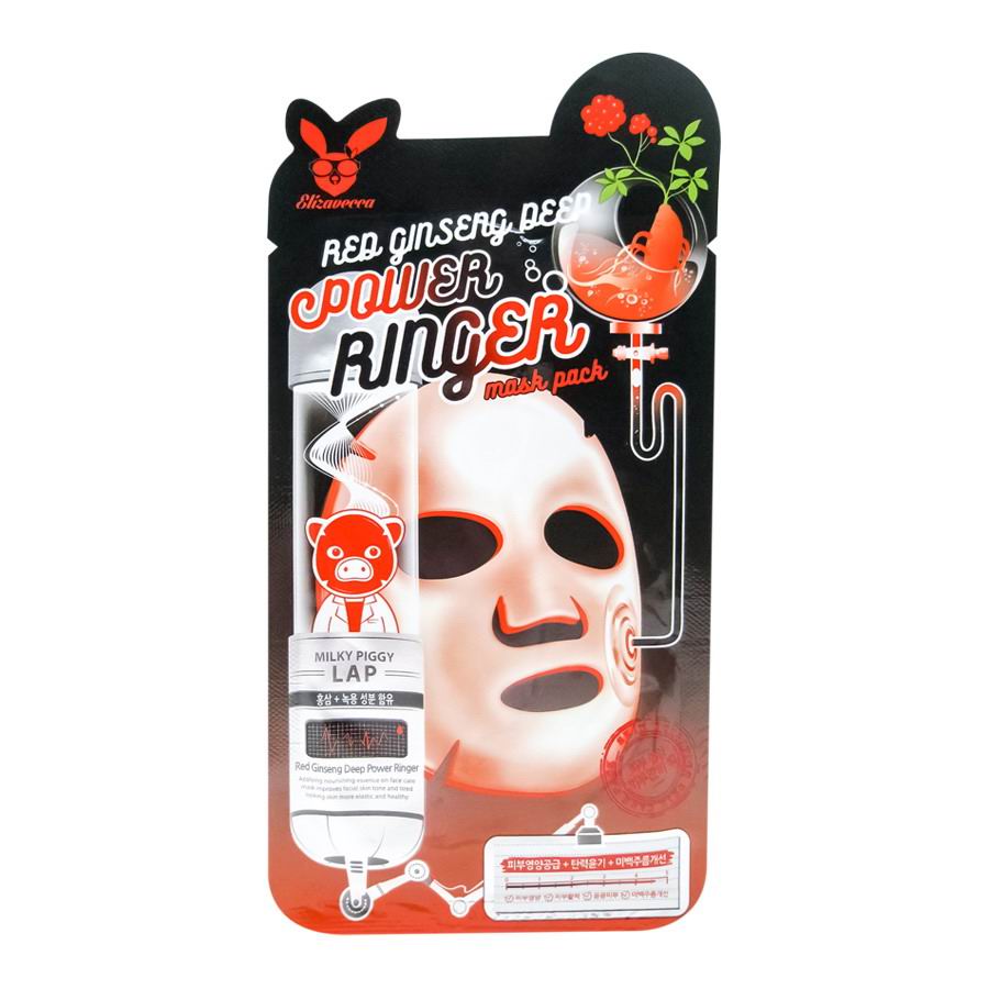 Маска для лица Elizavecca Power Ringer Mask Pack Red Ginseng Deep Регенерирующая тканевая 8809520941938
