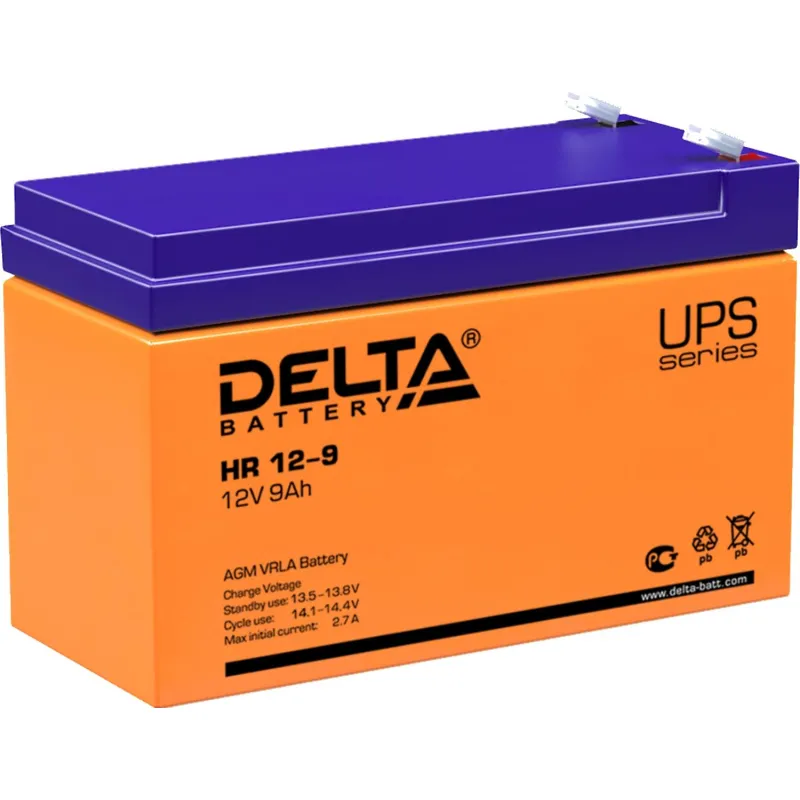 Батарея для ИБП Delta HR 12-9 12В/9, F2 (151x65x94мм) 2245467 4614010180014