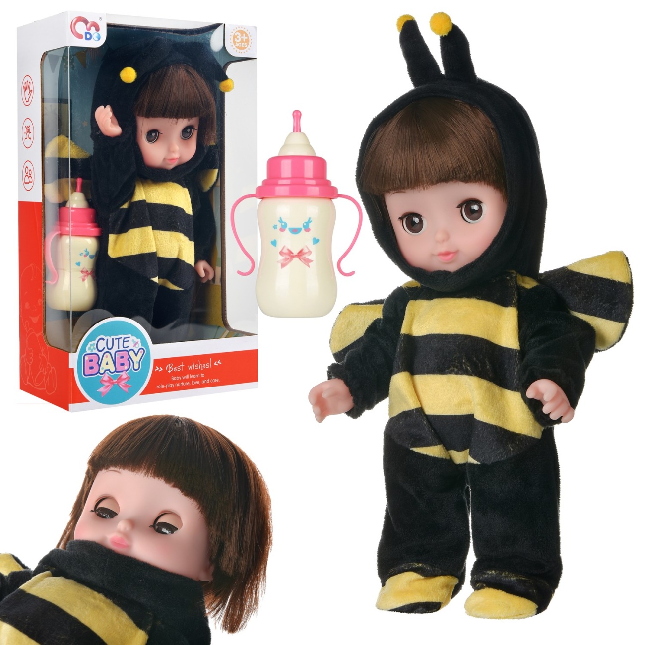 Пупс Junfa Сute Baby 24 см Пчелка с бутылочкой WJ-35123