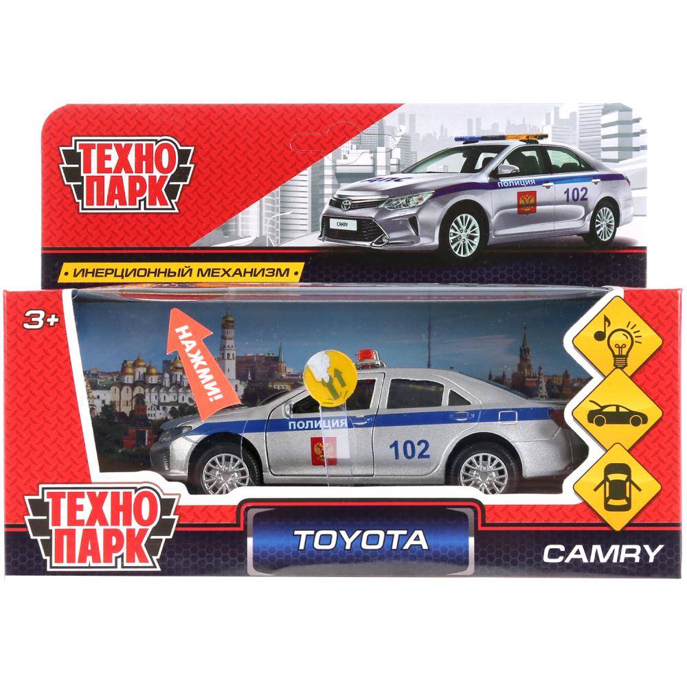 Машина металлическая "Toyota Camry Полиция" 12 см, свет/звук/открыв.двери и багажник Технопарк CAMRY-P-SL
