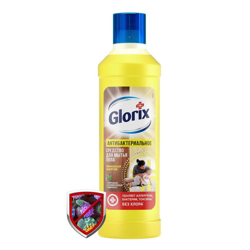 Средство для мытья пола с дезинфицирующим эффектом Glorix Лимонная энергия 1 л 559634