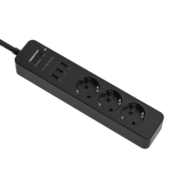 Сетевой фильтр Harper UCH-315 Black с USB/3р/1.5м/3680W/16A 1774531