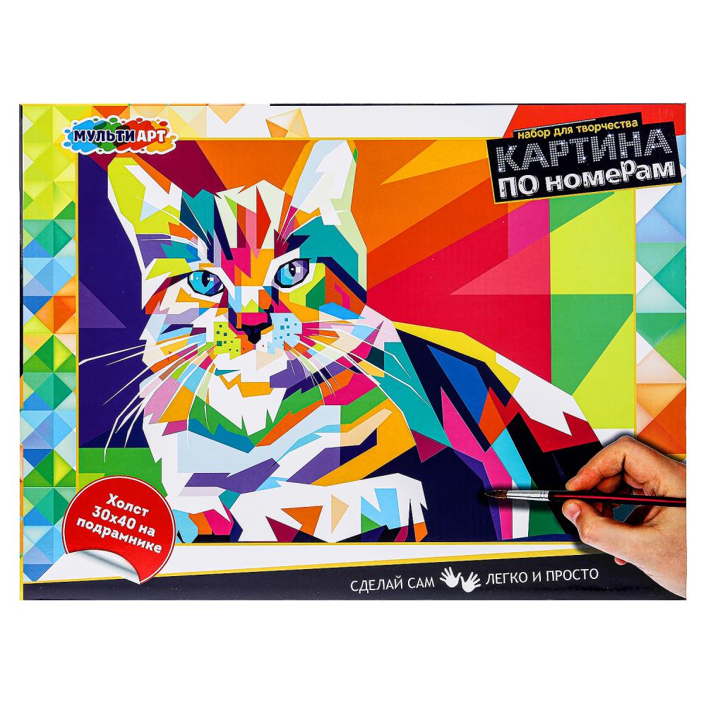 Картина по номерам 30х40 см. Кот MultiArt CANV30X40-BLACK1 (24) (24)