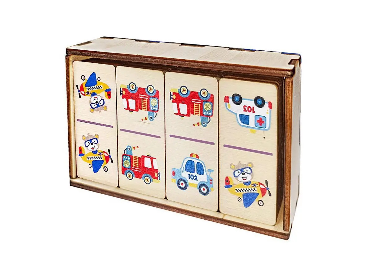 Домино деревянное Десятое королевство Транспорт 28 фишек 60х27мм 04535ДК