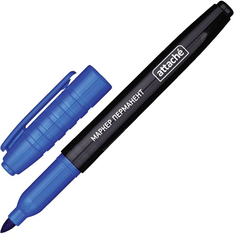 Маркер перманентный Attache синий (толщина линии 1.5-3 мм) 155798