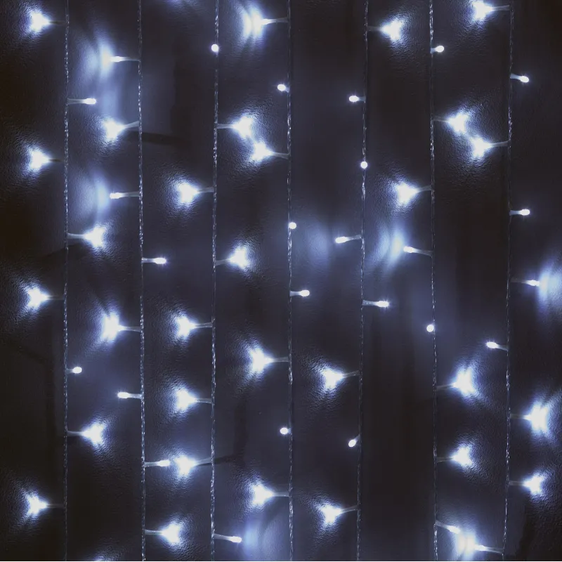 Электрогирлянда 100 ламп, длина 6м, 8 реж, хол бел, прозр шнур IP20 1823884