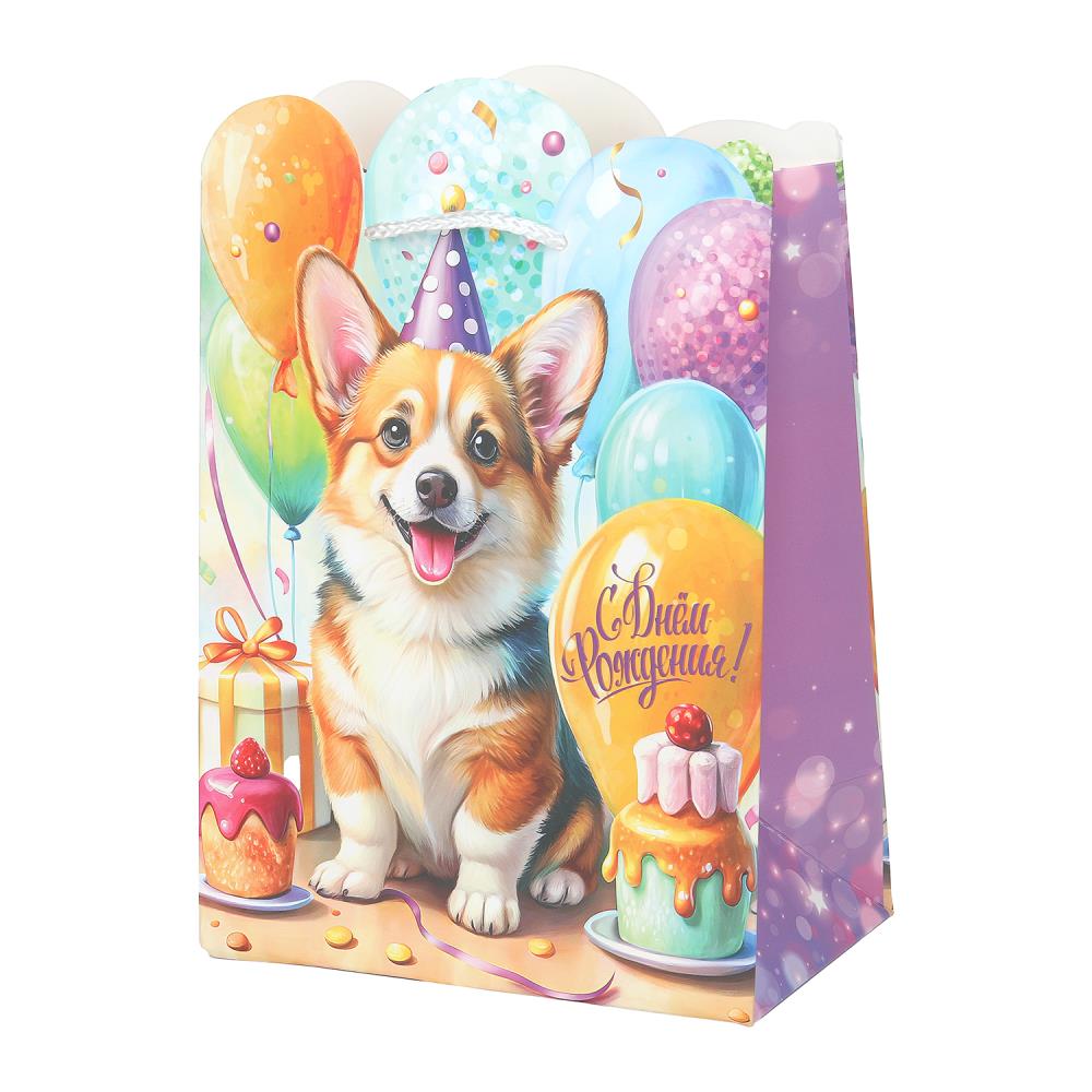 Пакет подарочный креативный М, корги, вырубка, 190 гр/м Чудо праздник PM-130106-CG