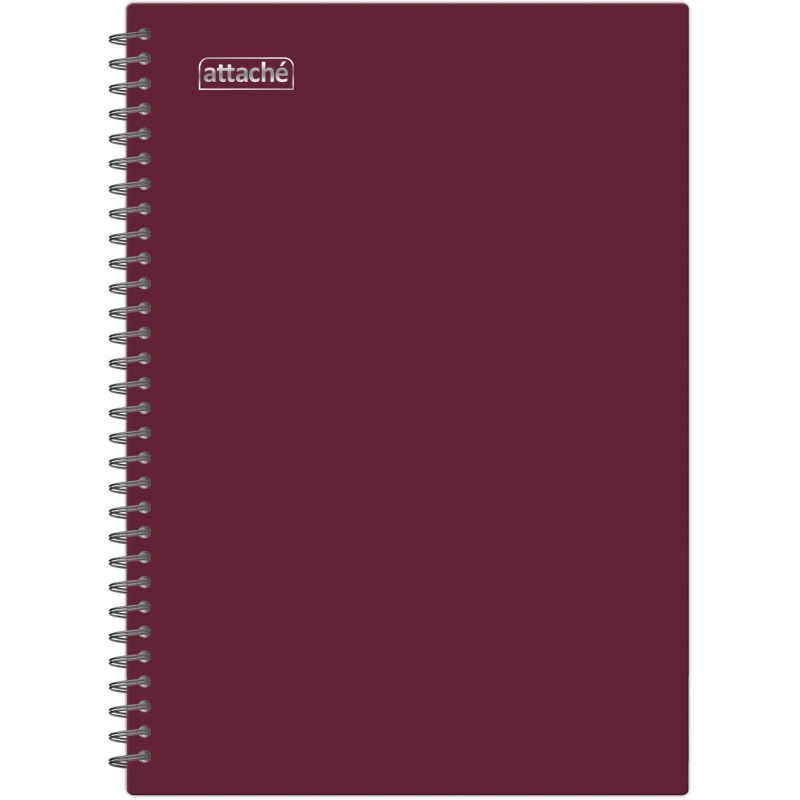 Бизнес-тетрадь А4 96л пластик бордов с тиснением Attache гребень клетка 1775687