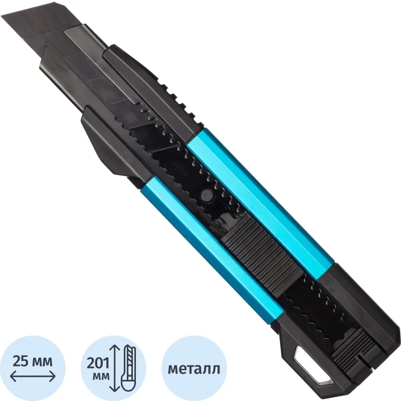 Нож усиленный Topfort 25 мм с мет.направл.алюм+ABS,лезв.воронение 2175488 SX9100L