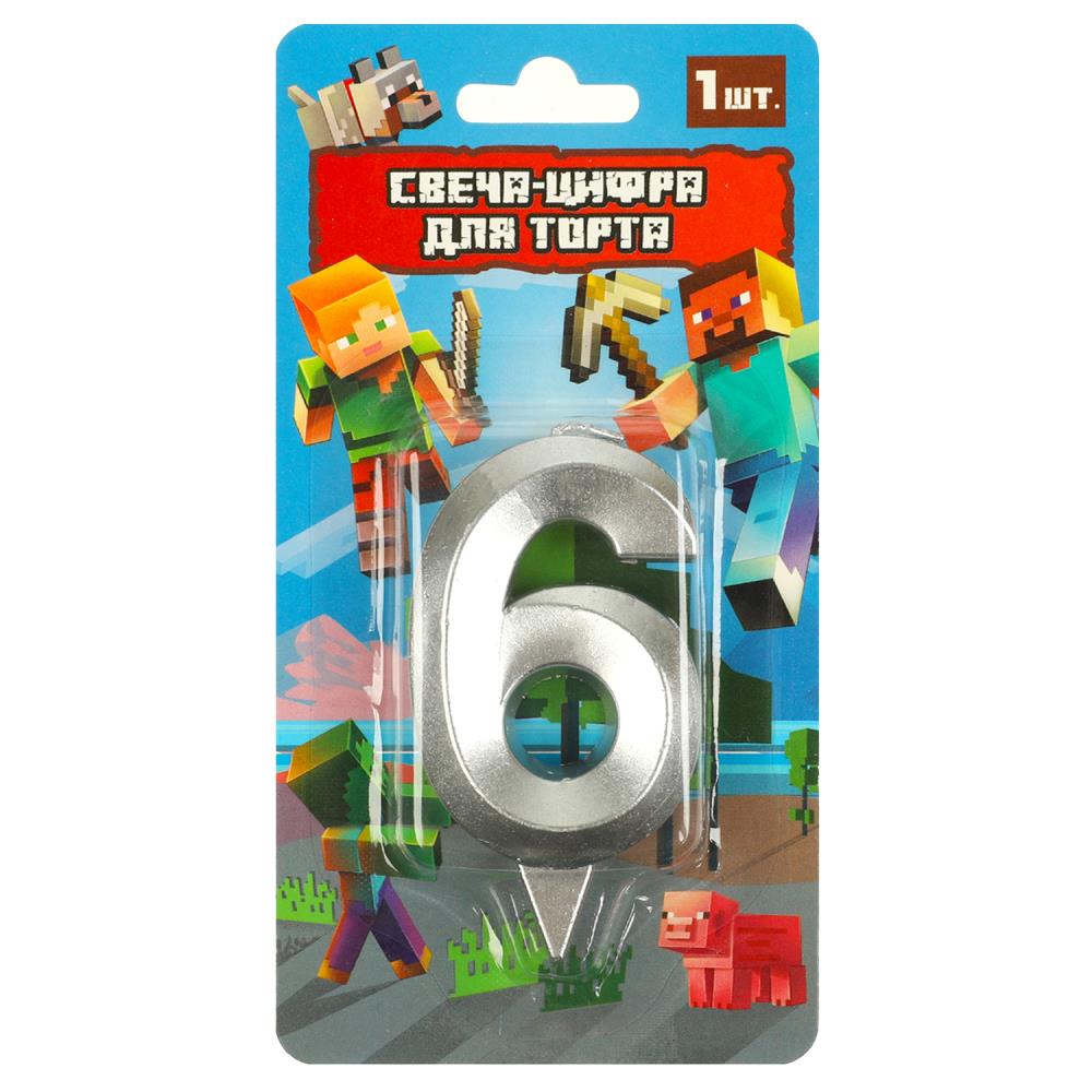 Свеча-цифра 6 для торта Майнкрафт Чудо праздник CC-90775-M