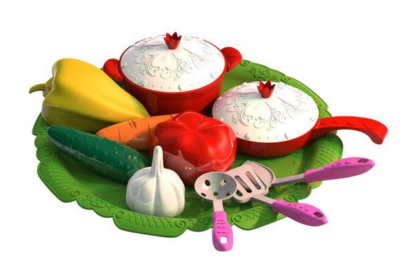 Набор овощей и кухонной посуды на подносе "Волшебная Хозяюшка" (12 шт) Нордпласт Н-624