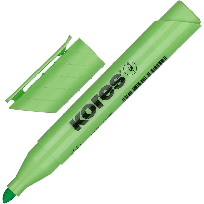 Текстовыделитель Kores зеленый (толщина линии 1-4 мм) 479022