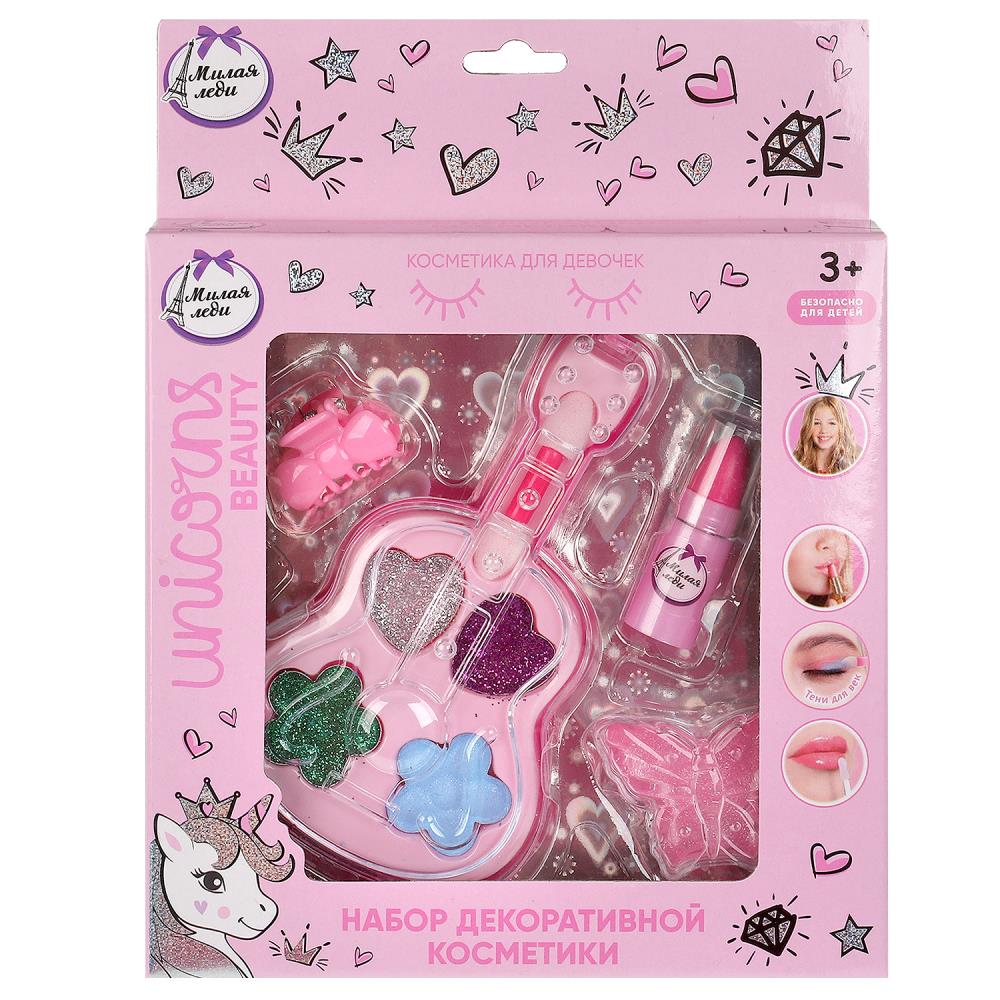 Косметика для девочек тени для век с блёстками и без, помада, блеск для губ Милая леди 20237E2-UNI-ML