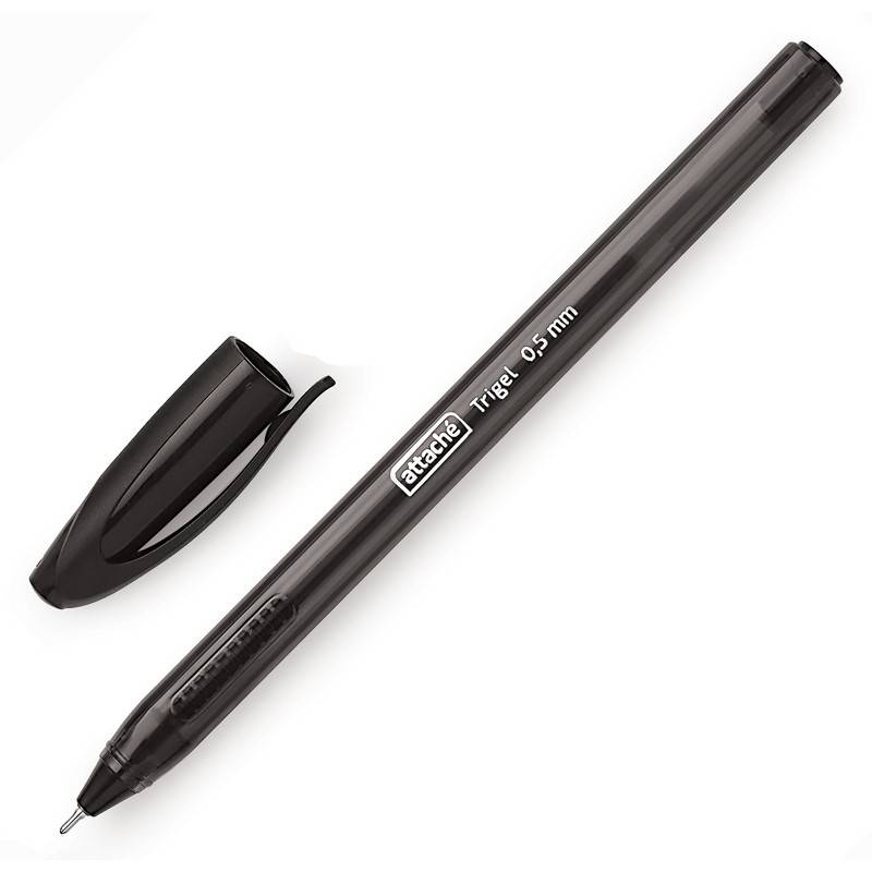 Ручка гелевая одноразовая Attache Glide Trigel черная (толщина линии 0.5 мм) 722455