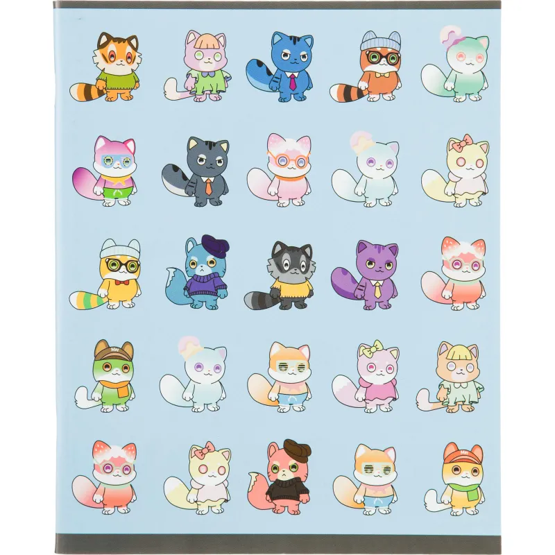 Тетрадь общая А5 96л №1School NFT Котики гол.клет,скреп, ВД-лак №1 School 1819953