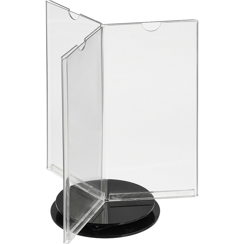 Подставка настольная вращающаяся Комус 1/3 А4 Евробуклет акрил основание, черн 561092