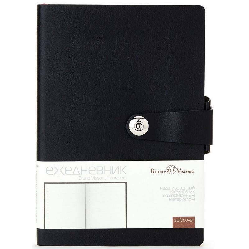 Ежедневник недатир. Bruno Visconti Primavera искусс. кожа А5 136 л. черный (147x212 мм) 851853