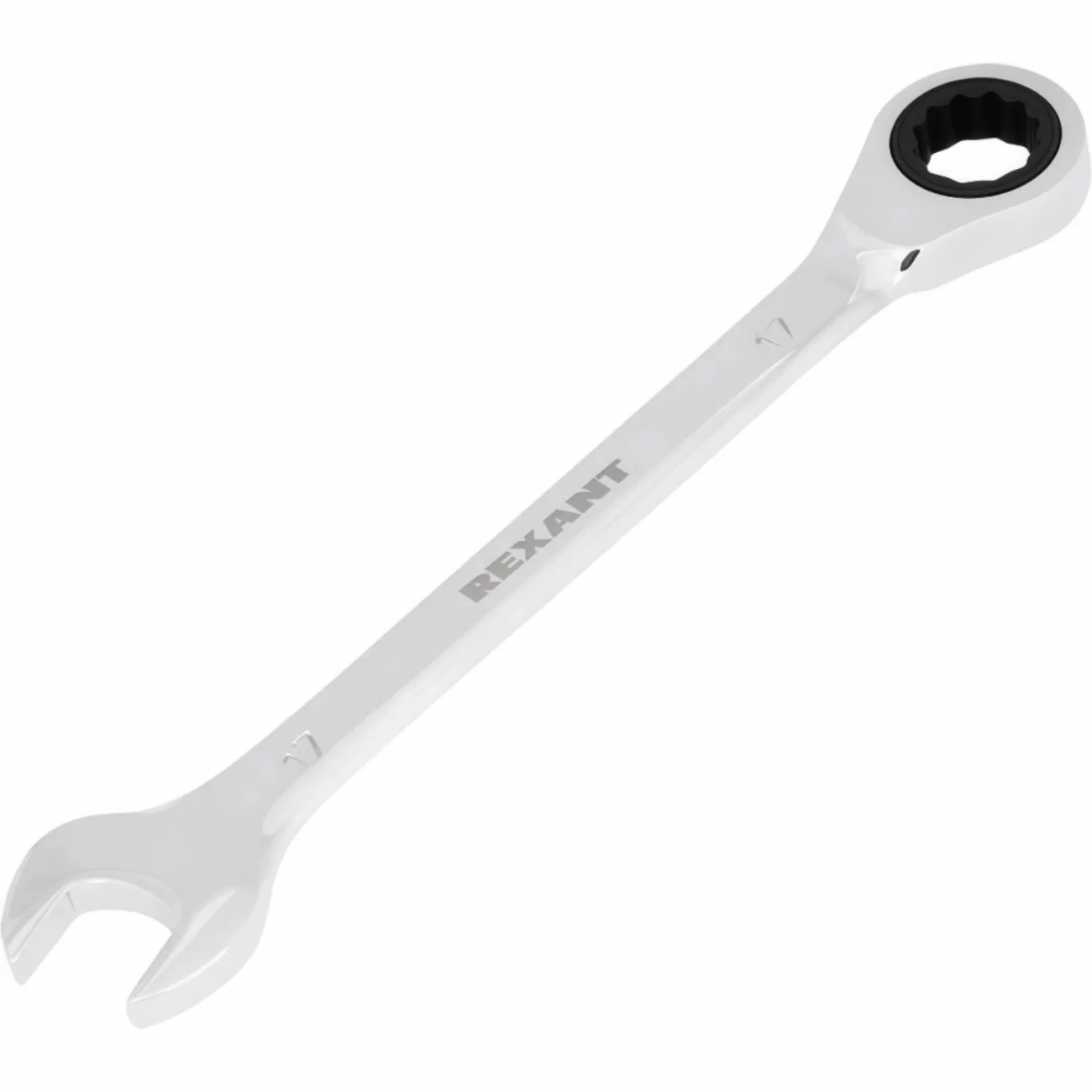 Ключ комбинированный трещоточный 17мм, CrV, зеркальн. хром REXANT 12-5812-1 2381331