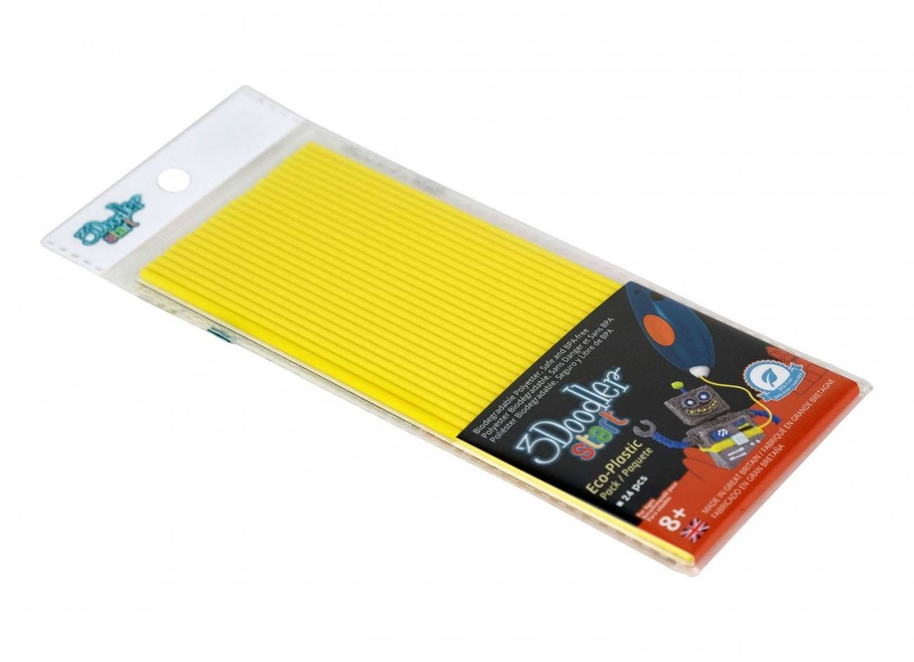 Эко-пластик к 3Д ручке 3DOODLER START, цвет желтый 24 шт Wobble Works 3DS-ECO04-YELLOW-24