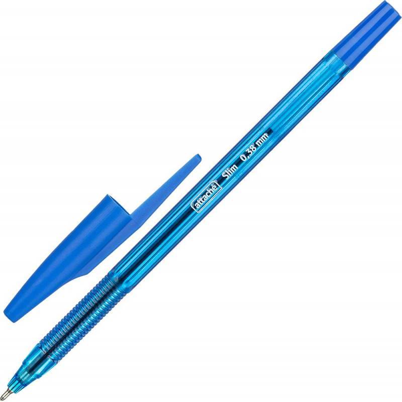 Ручка шариковая Attache Slim синяя, тонир.корп, 0,38/0,5мм 1258564