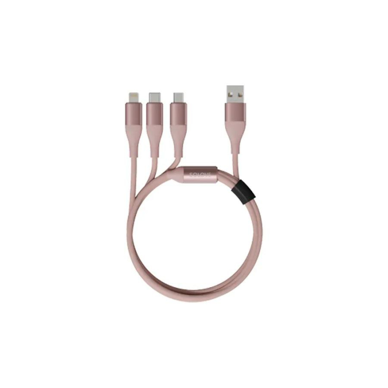 Кабель Lightning - Type-C - Micro USB, 1.2 м, Xiaomi SOLOVE, роз, DW2PinkR 1677643 DW2 Pink RUS