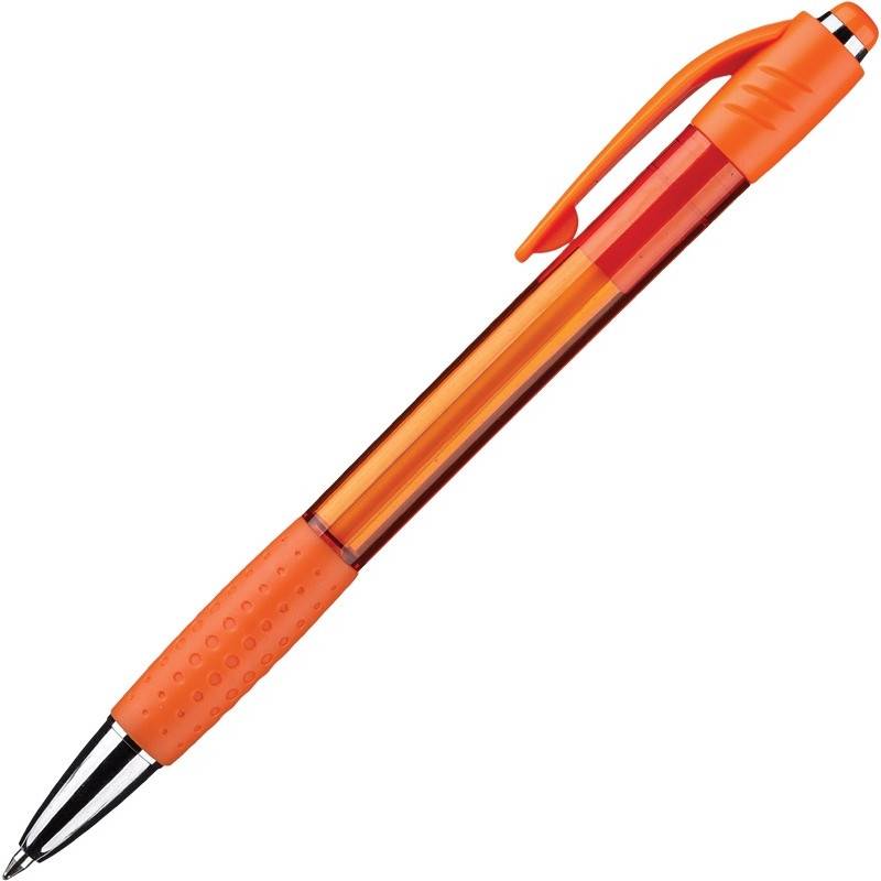 Ручка шариковая автоматическая Attache Happy синяя (оранжевый корпус, толщина линии 0.5 мм) 389746
