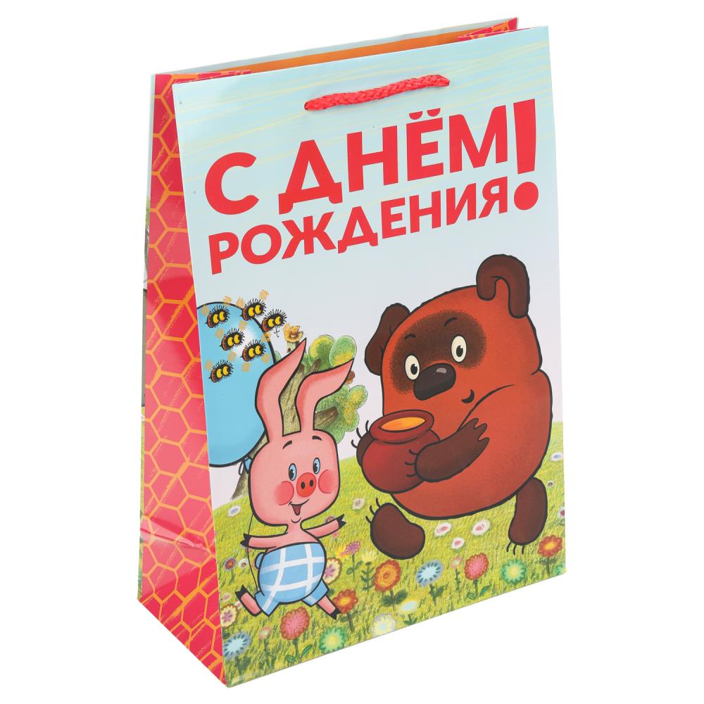Пакет подарочный глянцевый "Союзмультфильм" ML, Винни Пух", 140 гр/м Чудо праздник PML-127501-VP
