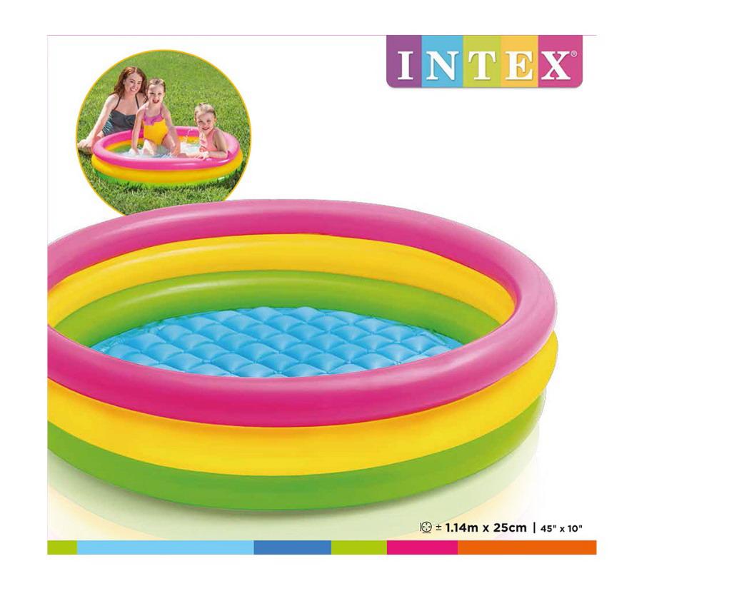 Бассейн надувной детский INTEX Sunset Glow Pool (Радужный 114x25 см, от 2х лет, с надувным дном int57412NP