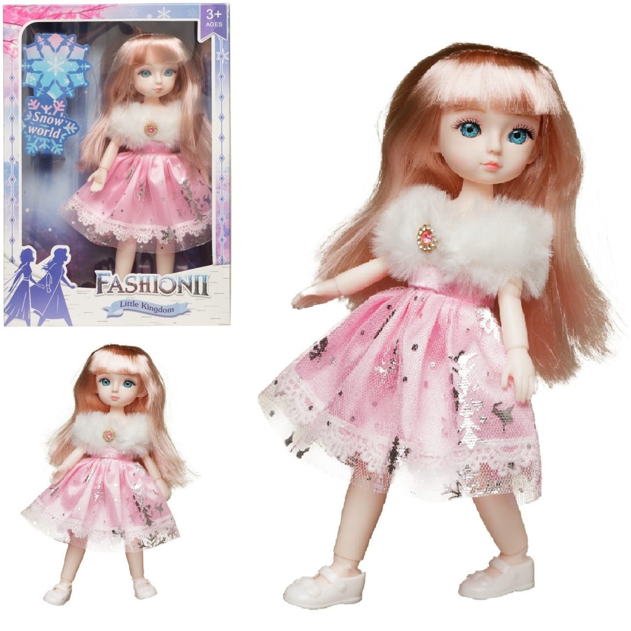 Кукла Junfa Зимняя принцесса в розовом платье 22 см WJ-34770