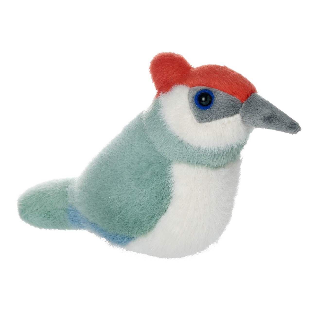 Мягкая игрушка Abtoys Птичка Дятел мятный с красной шапочкой, 26см M4877