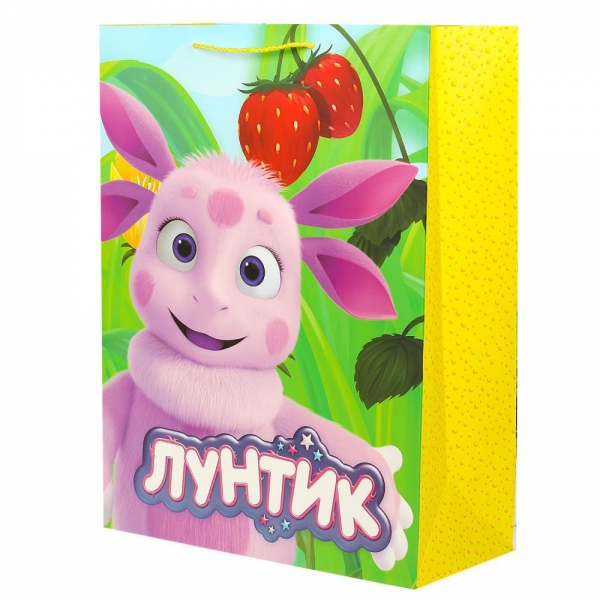 Пакет подарочный матовый Лунтик, размер Xl, 33,5х45х15 см. Чудо праздник PXL-109912L-HB (60)