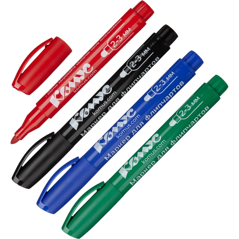 Набор маркеров для флипчартов по бумаге Комус набор 4 цв 2-3 мм 1801282 FC2018 набор