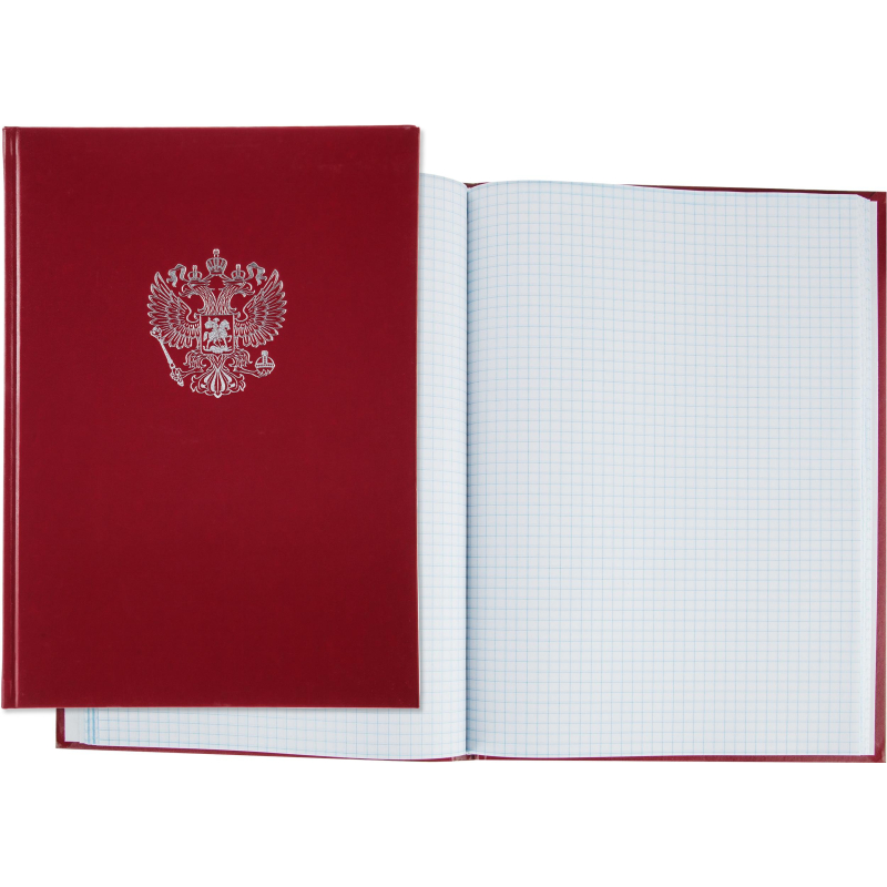 Книга учета Герб А4 96л в клетку блок офсет.бумвинил бордовый Attache 1837202