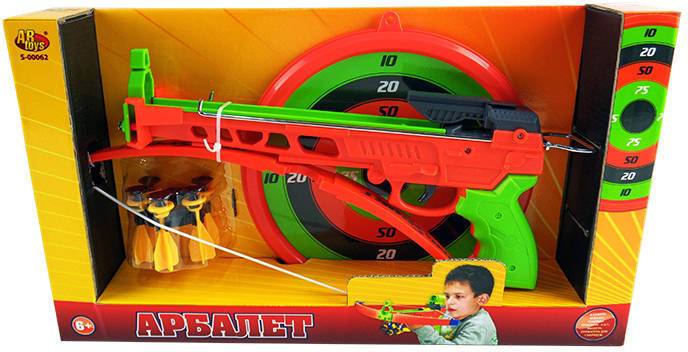 Арбалет, игрушка со снарядами на присосках (6 стрел, мишень, подставка для снарядов) Abtoys S-00062
