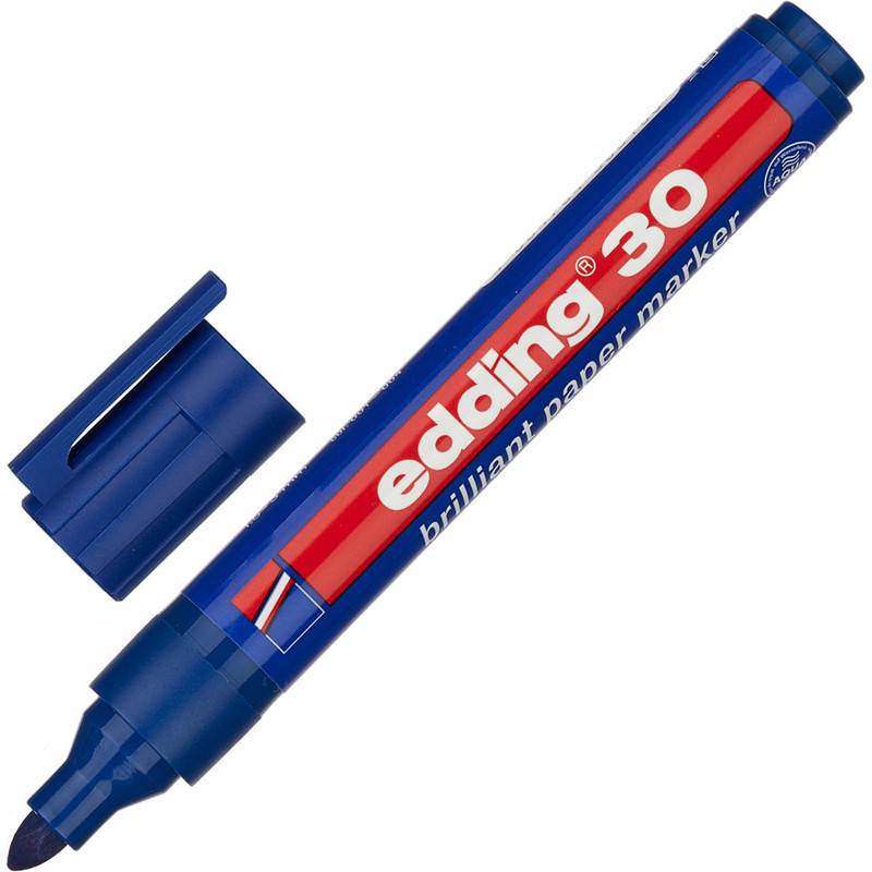 Маркер перманентный пигментный Edding E-30/003 синий (толщина линии 1.5-3 мм) 719308