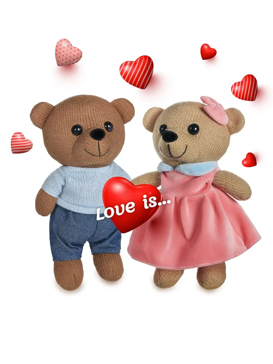 Love is... Мишки вязаные мальчик и девочка, Abtoys 25 см. Романтика M4912-14