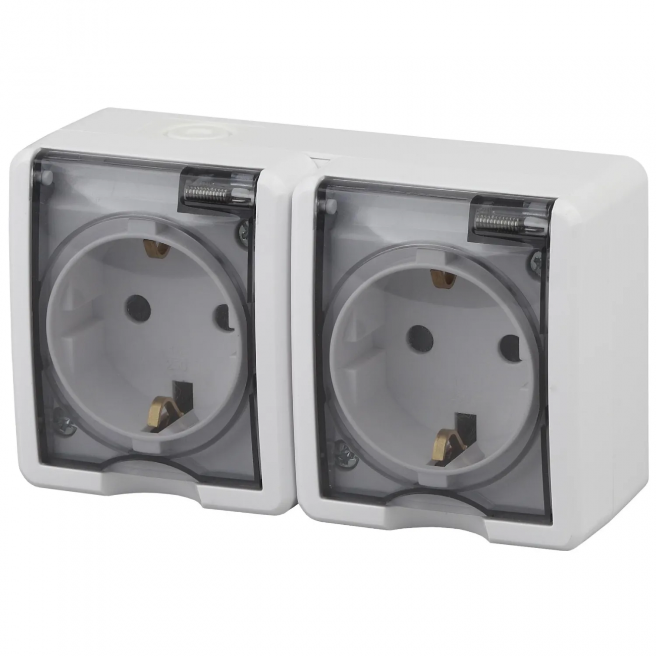 Розетка 2-м ЭРА Эксперт накладн. 16A IP54 с/з с/кр c/штор бел 11-2404-01 1483231 Б0020718