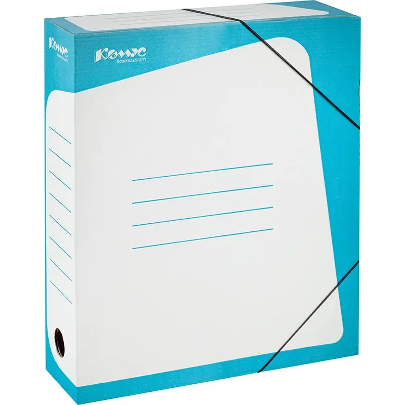 Короб архивный Комус гофрокартон,75 мм бирюзовый корешок 169229
