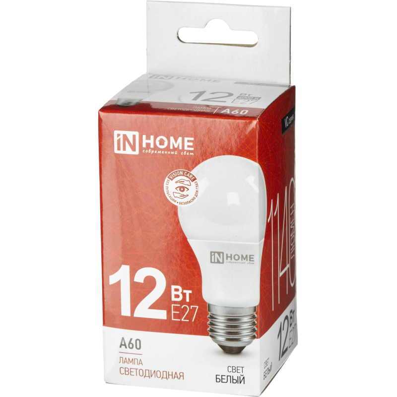 Лампа светодиод LED-A60-VC 12Вт 230В Е27 4000К 1140 Лм IN HOME 1689470 4690612020242
