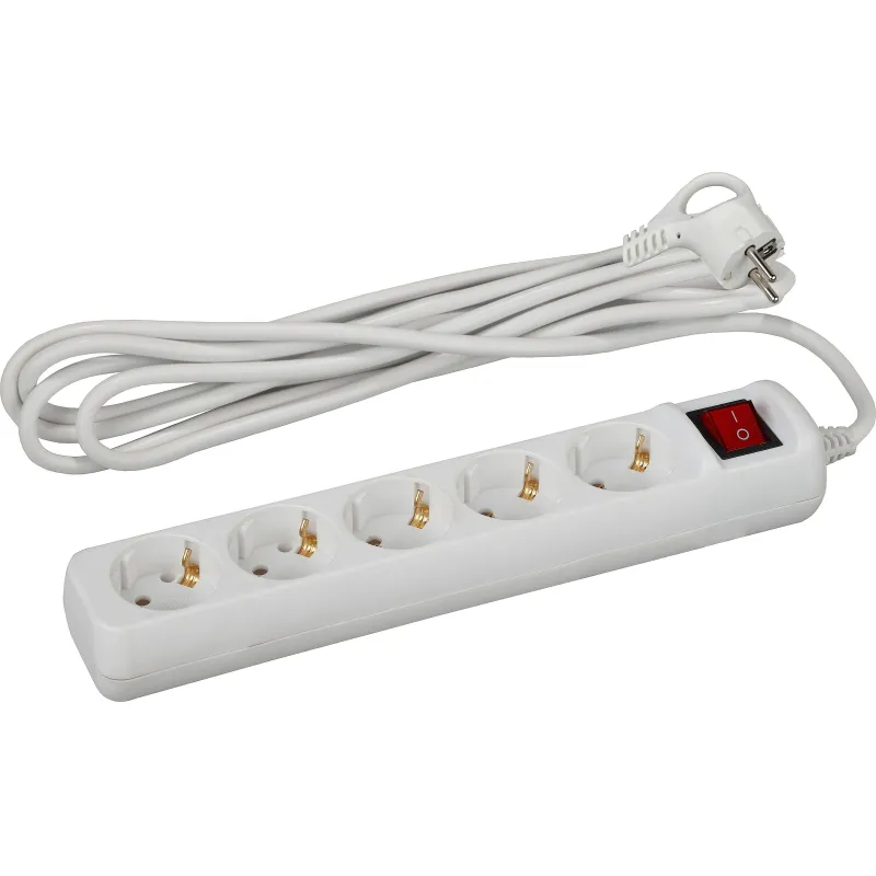 Удлинитель ЭРА UX-5es-1,5m (5р/1,5м/10А/с заземл/с выкл/3x0,75мм2, белый) 2123862