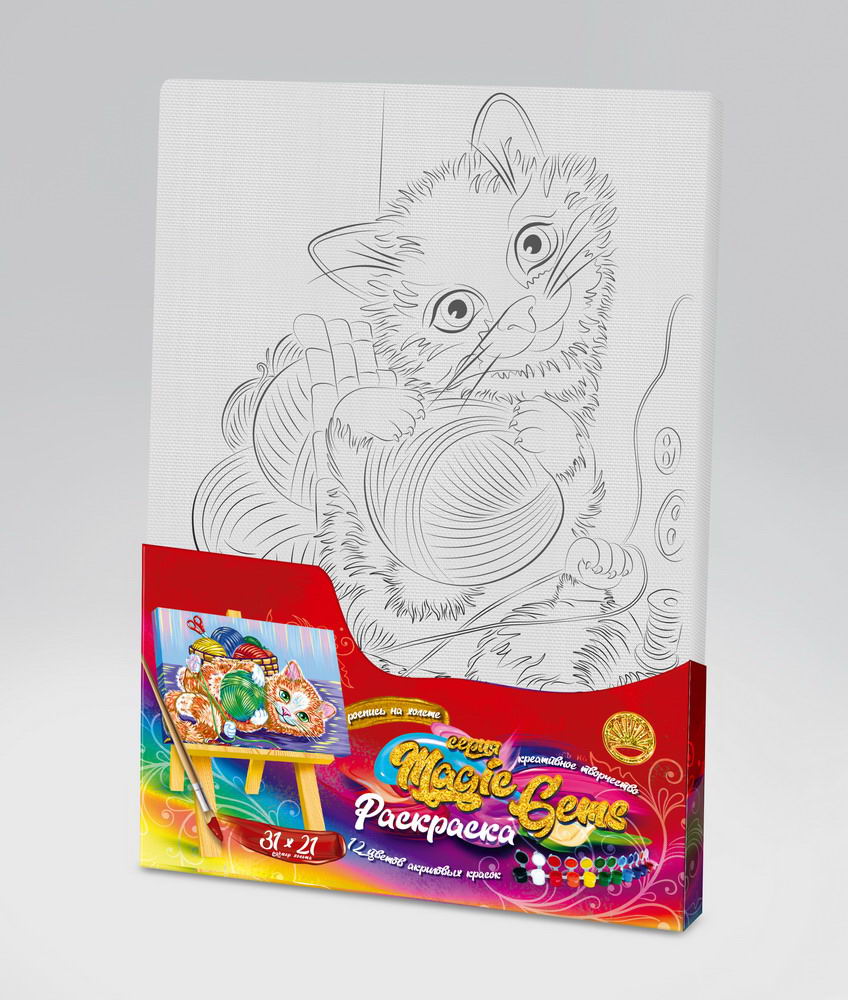 Набор д/творчества Лапландия Холст раскраска котенок и щенок 21/31 см 28647б