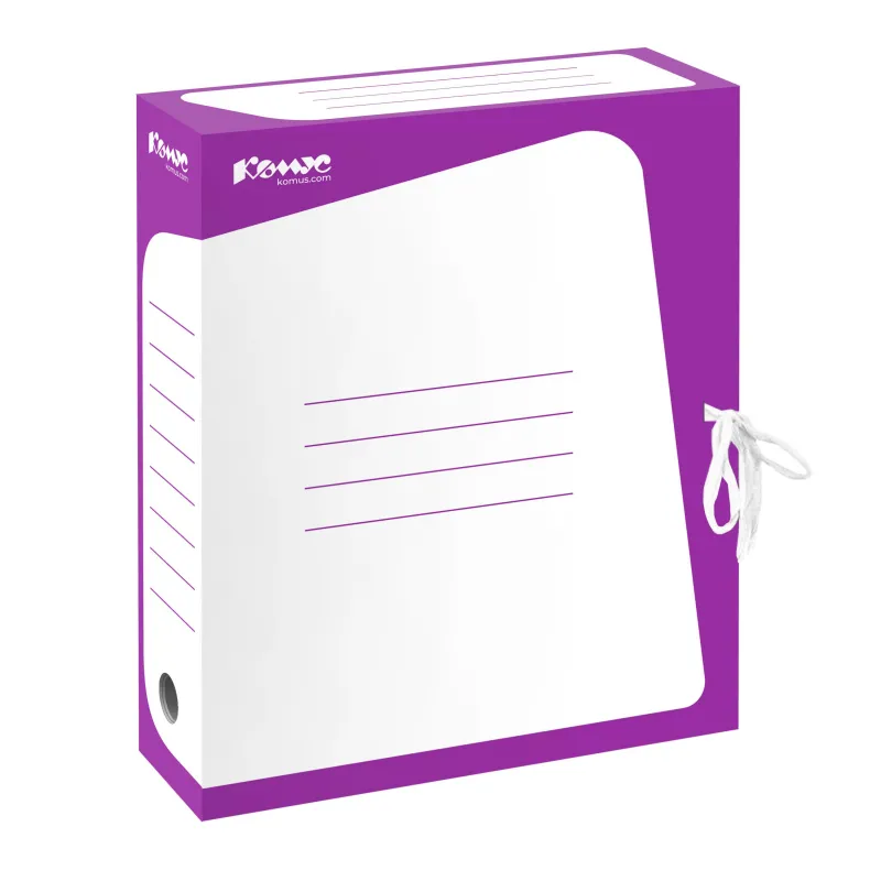 Короб архивный Комус гофрокартон, 75мм, сиренев корешок 169225