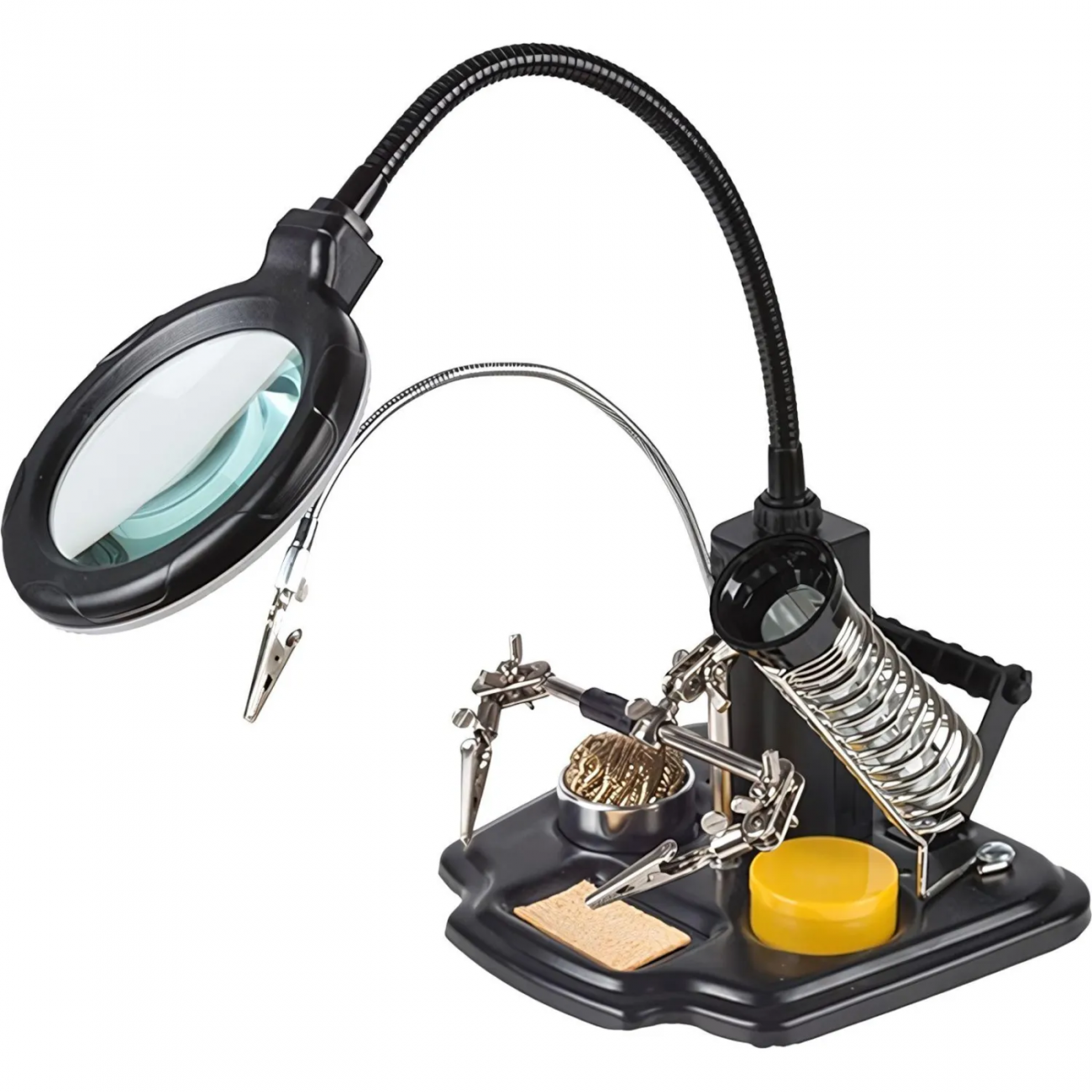 Держатель Третья рука ПРОФИ с лупой х3, LED подсветка REXANT (12-0258) 1075896