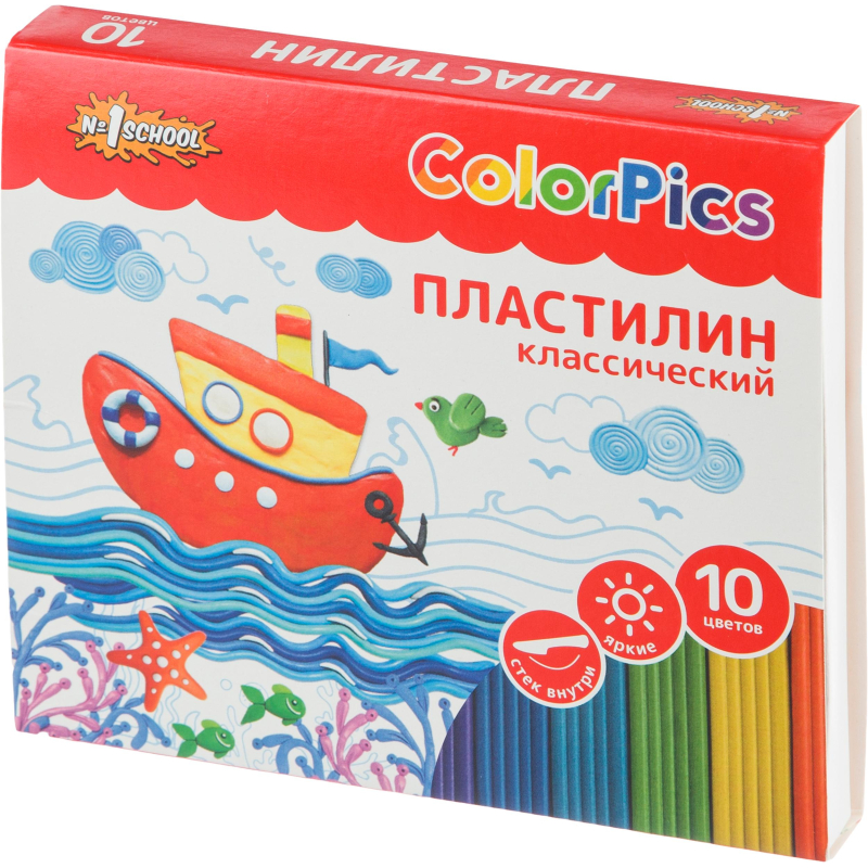 Пластилин №1 School ColorPics набор 10цв 200г со стеком 1681805