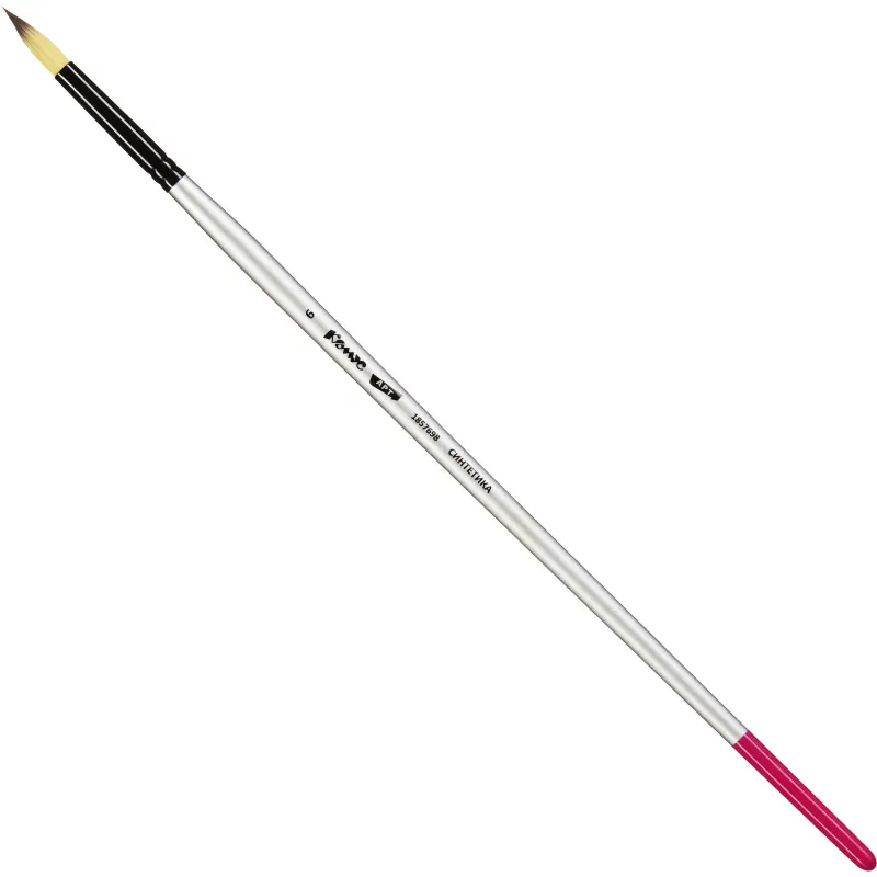 Кисть художественная Комус Арт синтетика средн.жест,кругл.№6,длинная ручка 1857698