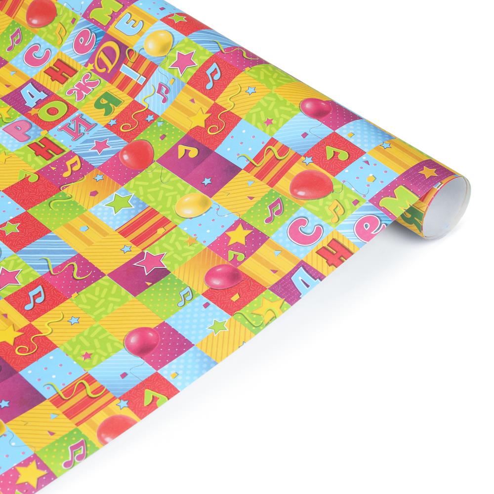 Упаковочная бумага глянцевая "Мозаика", 70х100, рулон 1 шт. Чудо праздник WP-113260-HB4