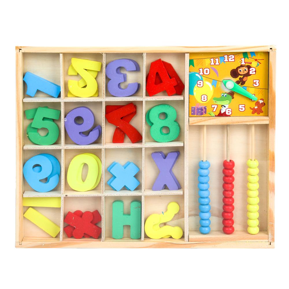 Игрушка деревянная Союзмультфильм, счетный материал с часами, Буратино игрушки из дерева CHEB-07